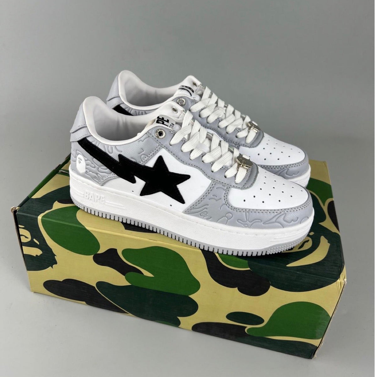 Bape Sta Low Grey White Black Star