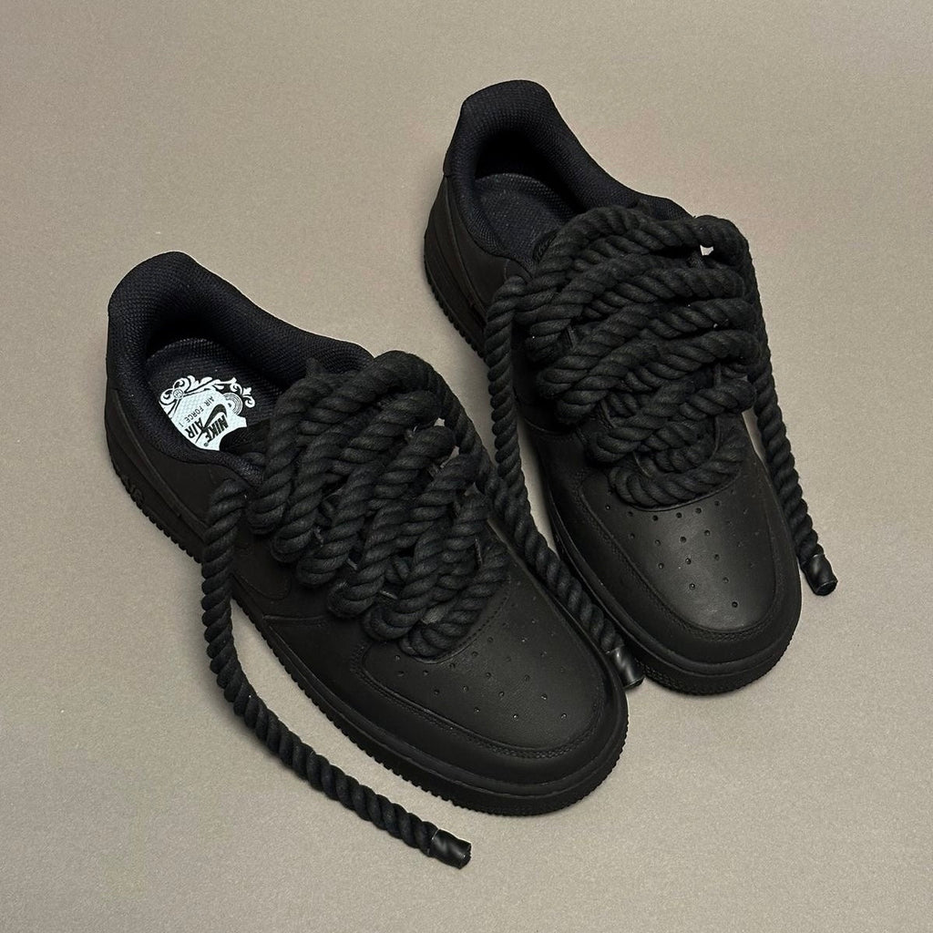 Nike Air Force 1 Low Custom – Triple Black Rope Laces