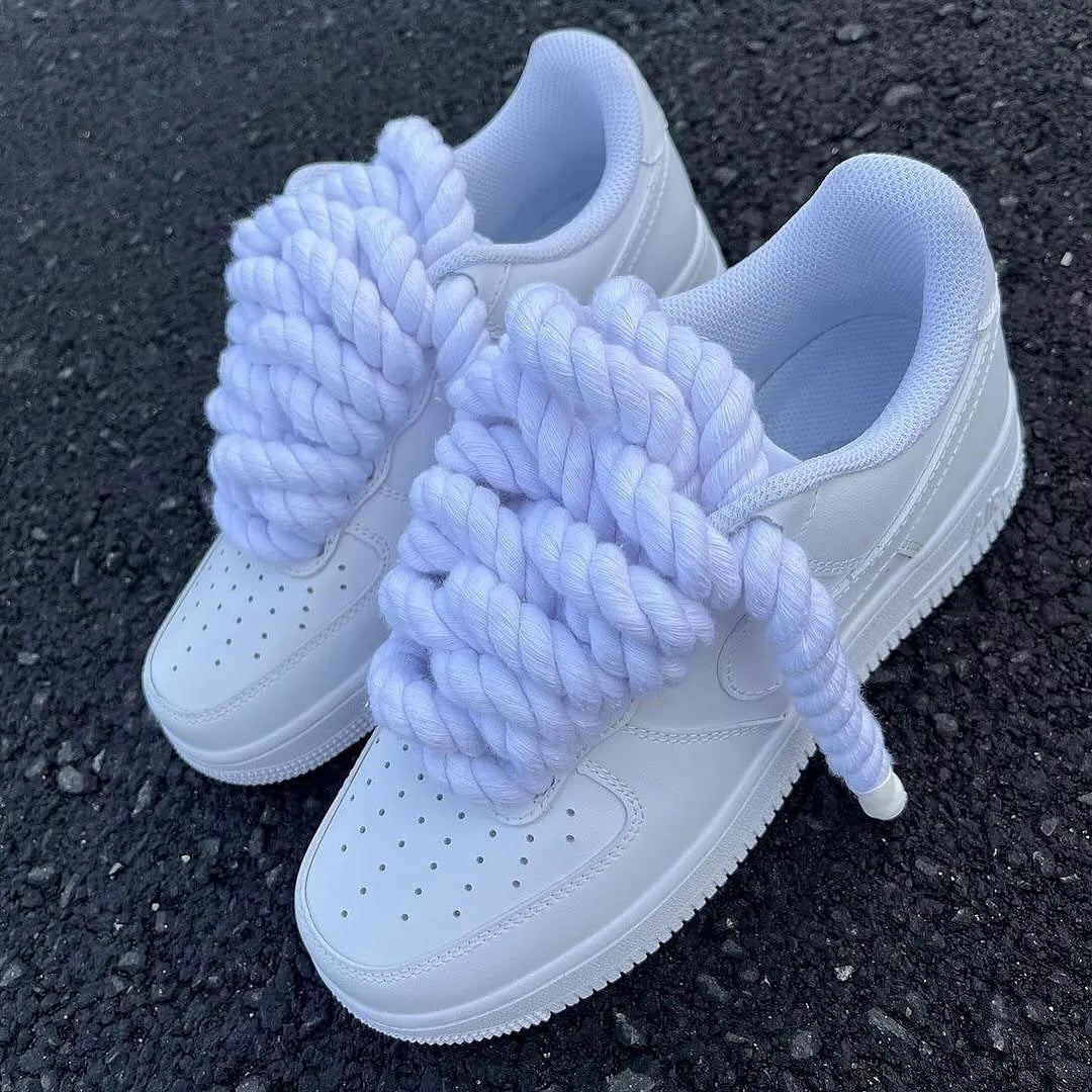 Nike Air Force 1 Low Custom – Triple White Rope Laces