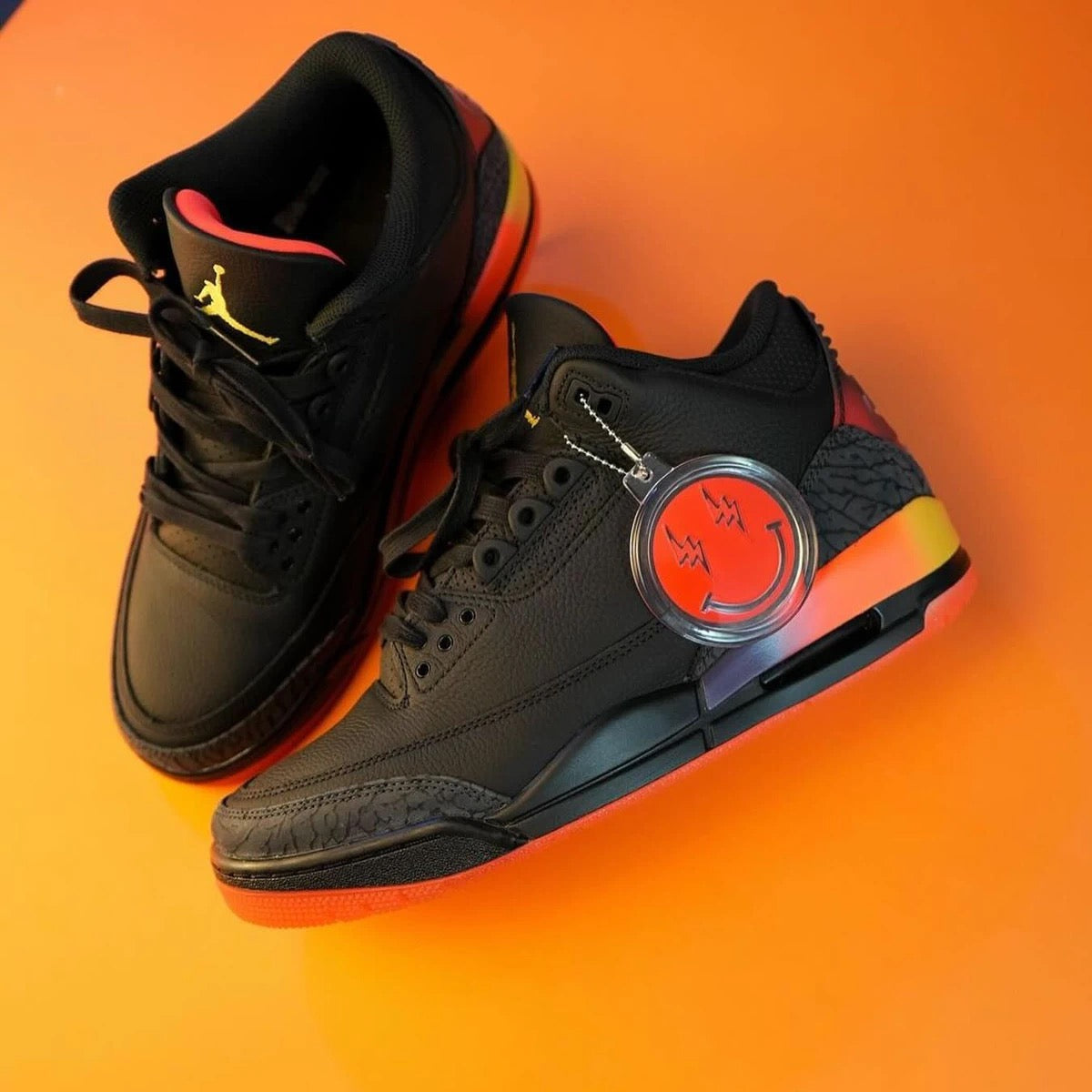 Air Jordan 3 Custom - Black x Sunset Orange x Gold