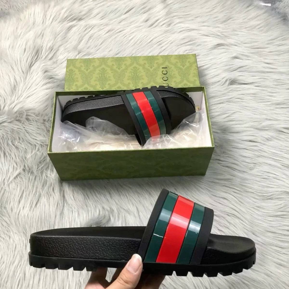Gucci Web Slide Sandal "Black"