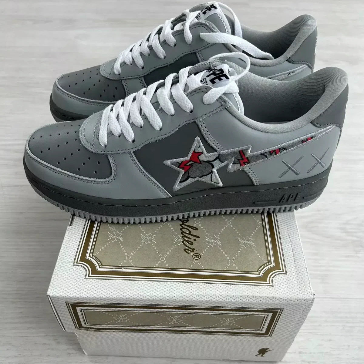 Bape Sta Custom - Grey x KAWS x Star Patch